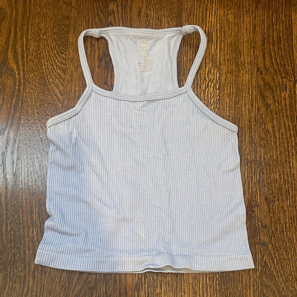 Blue Ribbed Tank Top